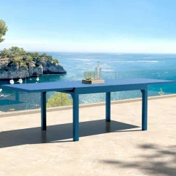 Table De Jardin|Salon De Jardin|MOBELLIA Table de jardin extensible aluminium 10 places (135/270 x 90 cm) Murano Bleu pétrole