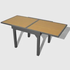 Table De Jardin|Salon De Balcon|MOBELLIA Table de jardin extensible en aluminium 8 places effet bois (90/180 x 90 cm) Murano Gris Anthracite