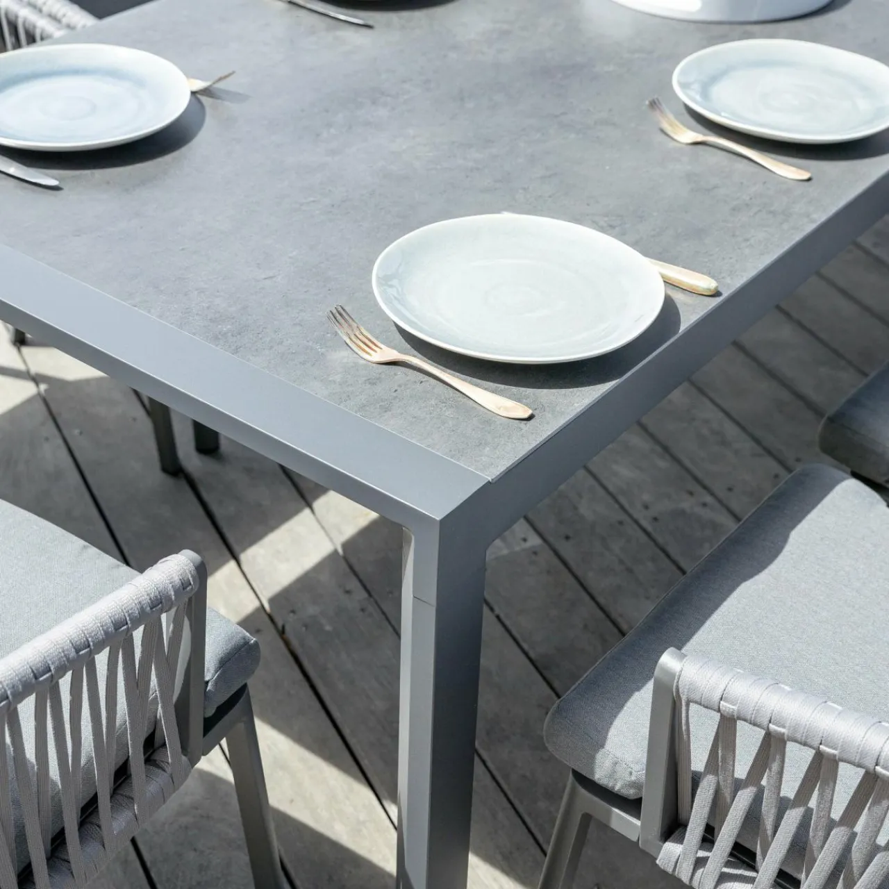 Table De Jardin|Salon De Jardin|MOBELLIA Table de jardin extensible en aluminium 12 places (195/300 x 96 cm) Amalfi Gris Anthracite
