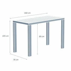 Table De Jardin|Salon De Balcon|MOBELLIA Table de jardin haute en aluminium 6 places (160 x H105 cm) Murano Blanc