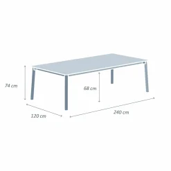 Table De Jardin|Salon De Jardin|MOBELLIA Table de jardin rectangulaire en aluminium 10 places (240 x 120 cm) Monte Carlo Blanc