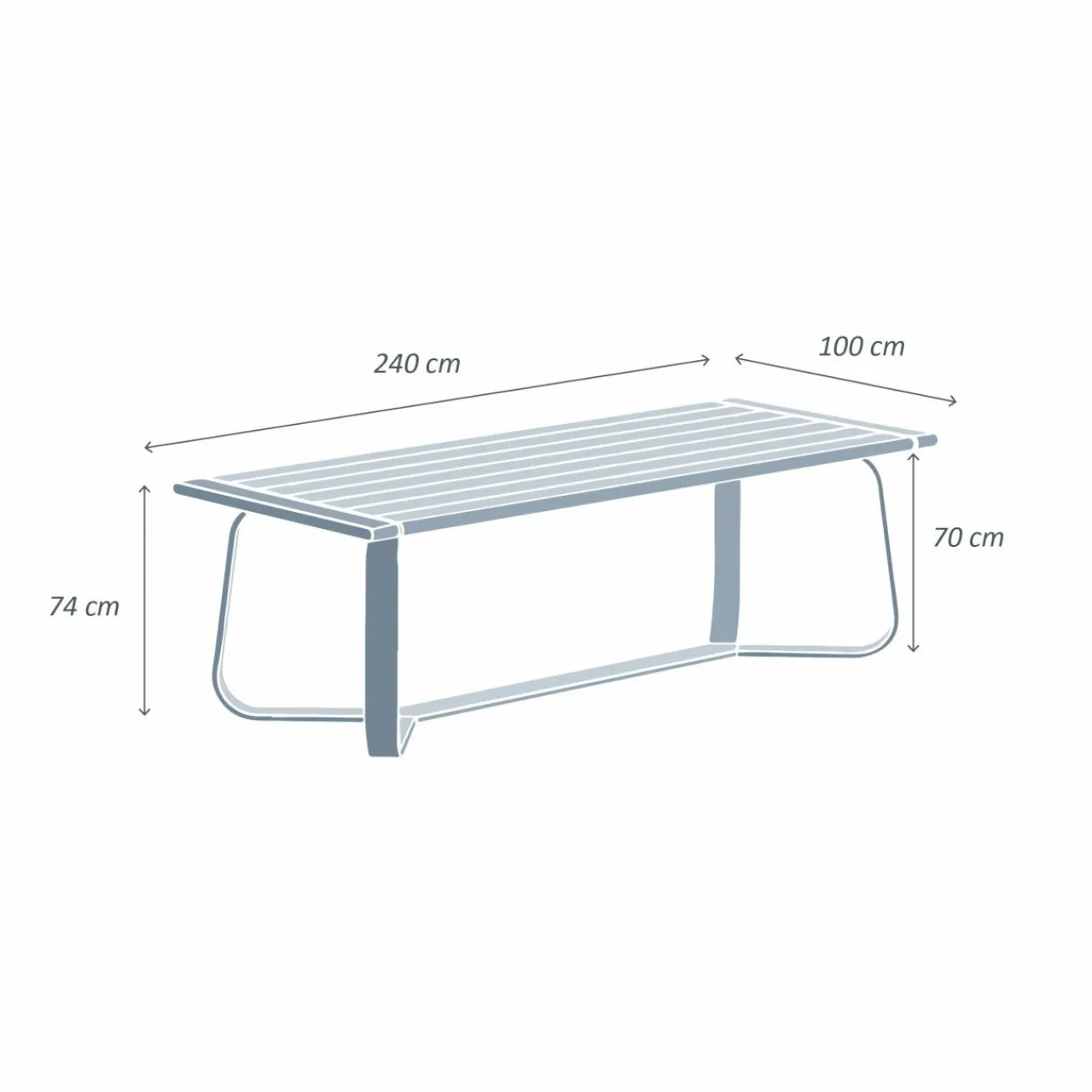 Table De Jardin|Salon De Jardin|MOBELLIA Table de jardin rectangulaire en aluminium 10 places (240 x 100 cm) Long Beach Gris Anthracite