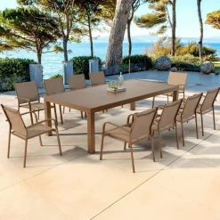 Table De Jardin|Salon De Jardin|MOBELLIA Table de jardin rectangulaire aluminium 10 places (240 x 120 cm) Murano Bronze