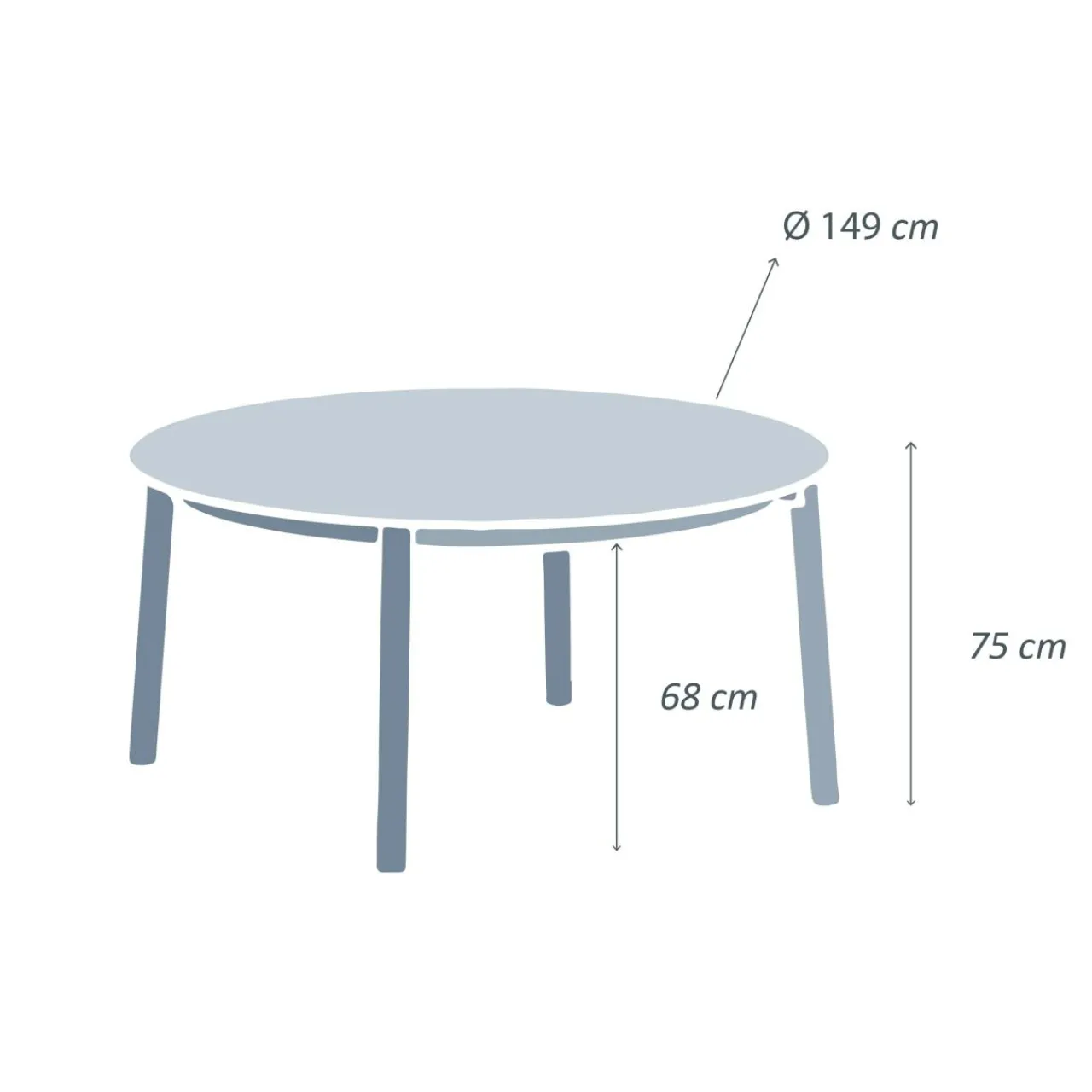 Table De Jardin|Salon De Jardin|MOBELLIA Table de jardin ronde en aluminium 8 places (D149 cm) Monte Carlo Blanc
