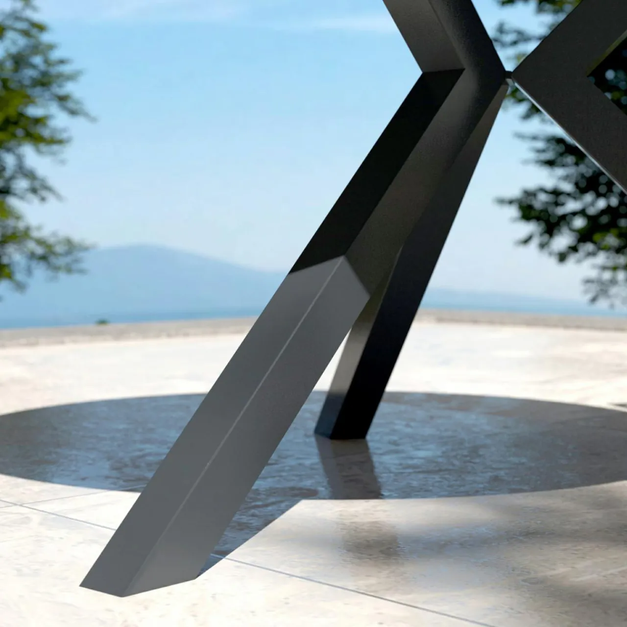 Table De Jardin|Salon De Jardin|MOBELLIA Table de jardin ronde en aluminium et céramique 6 places (D120 cm) Kore Gris Anthracite