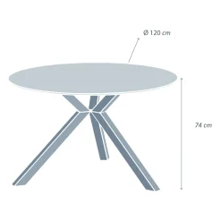 Table De Jardin|Salon De Jardin|MOBELLIA Table de jardin ronde en aluminium et céramique 6 places (D120 cm) Kore Blanc