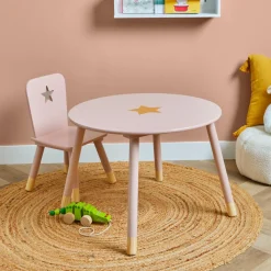 Petit Meuble Enfant|EMINZA Table enfant bois (H44 cm) Stars Rose
