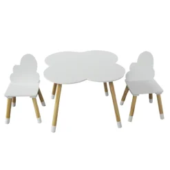 Petit Meuble Enfant|EMINZA Table et 2 chaises enfant bois nuage (H44 cm) Lilou Blanc