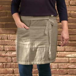 Accessoire Cuisine|EMINZA Tablier avec poches gaze de coton Gaïa Ficelle