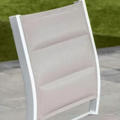 Chaise De Jardin|MOBELLIA Tabouret de jardin aluminium empilable Murano et taupe Blanc
