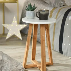 Pouf, Tabouret|TENDANCE Tabouret plateau (H43 cm) Bambou Blanc