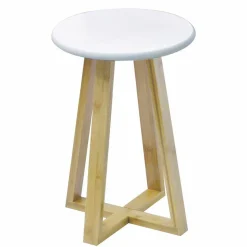 Pouf, Tabouret|TENDANCE Tabouret plateau (H43 cm) Bambou Blanc