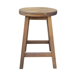 Pouf, Tabouret|EMINZA Tabouret rond bois (H45 cm) Davao Marron