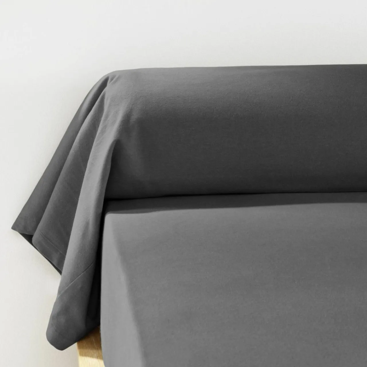 Taie D'Oreiller, Traversin|EMINZA Taie de traversin flanelle de coton (L185 cm) Nina Gris Anthracite