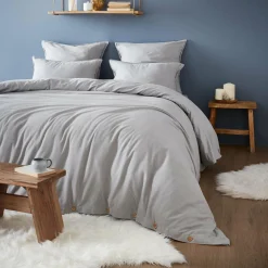 Taie D'Oreiller, Traversin|EMINZA Taie de traversin flanelle de coton (L185 cm) Théa Gris clair