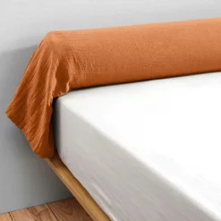 Taie D'Oreiller, Traversin|EMINZA Taie de traversin gaze de coton (L185 cm) Gaïa Abricot