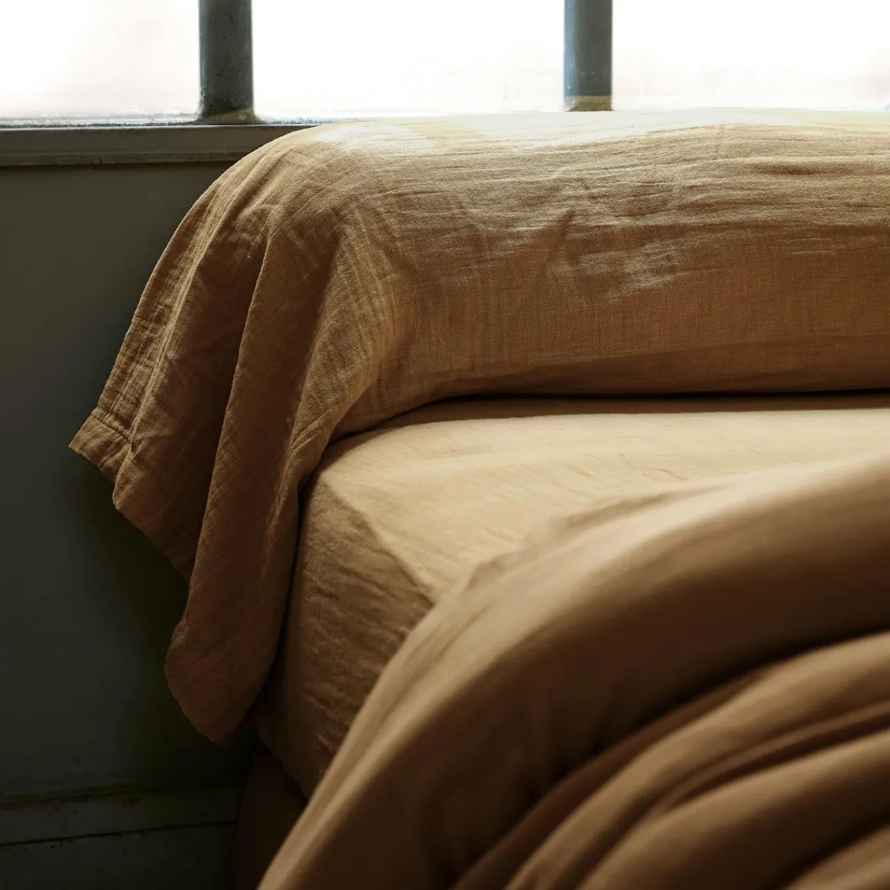 Taie D'Oreiller, Traversin|EMINZA Taie de traversin gaze de coton (L185 cm) Gaïa Camel