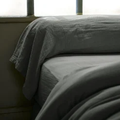 Taie D'Oreiller, Traversin|EMINZA Taie de traversin gaze de coton (L185 cm) Gaïa Gris granit Gris foncé