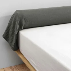 Taie D'Oreiller, Traversin|EMINZA Taie de traversin gaze de coton (L185 cm) Gaïa Gris granit Gris foncé