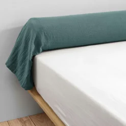 Taie D'Oreiller, Traversin|EMINZA Taie de traversin gaze de coton (L185 cm) Gaïa Bleu canard