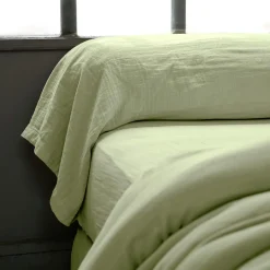 Taie D'Oreiller, Traversin|EMINZA Taie de traversin gaze de coton (L185 cm) Gaïa Vert tilleul