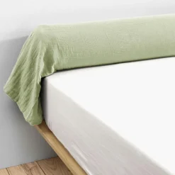 Taie D'Oreiller, Traversin|EMINZA Taie de traversin gaze de coton (L185 cm) Gaïa Vert tilleul