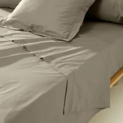 Taie D'Oreiller, Traversin|EMINZA Taie de traversin percale de coton (L185 cm) Cali Taupe