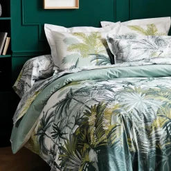 Taie D'Oreiller, Traversin|TRADILINGE Taie de traversin percale de coton (L200 cm) Trinidad Mousson e Vert