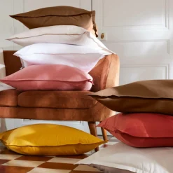 Taie D'Oreiller, Traversin|EMINZA Taie de traversin percale de coton (L185 cm) Cali Marron Chocolat