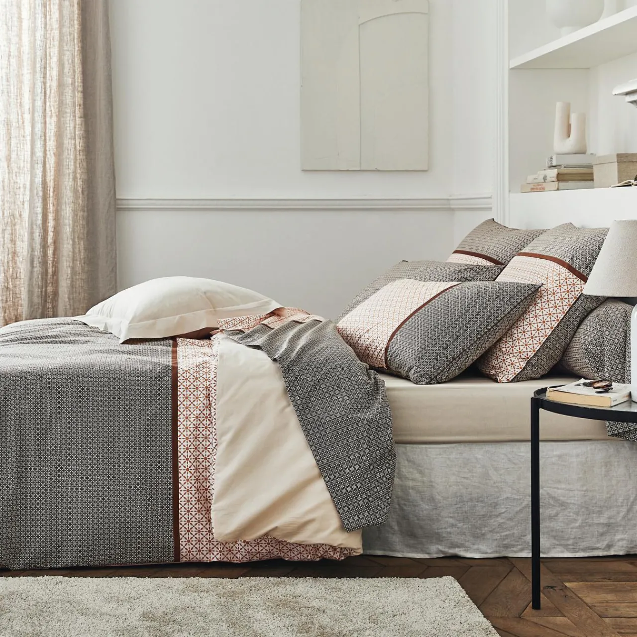 Taie D'Oreiller, Traversin|TRADILINGE Taie de traversin percale de coton (L200 cm) Gabin Multicolore