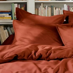 Taie D'Oreiller, Traversin|EMINZA Taie de traversin percale de coton (L185 cm) Cali Terracotta