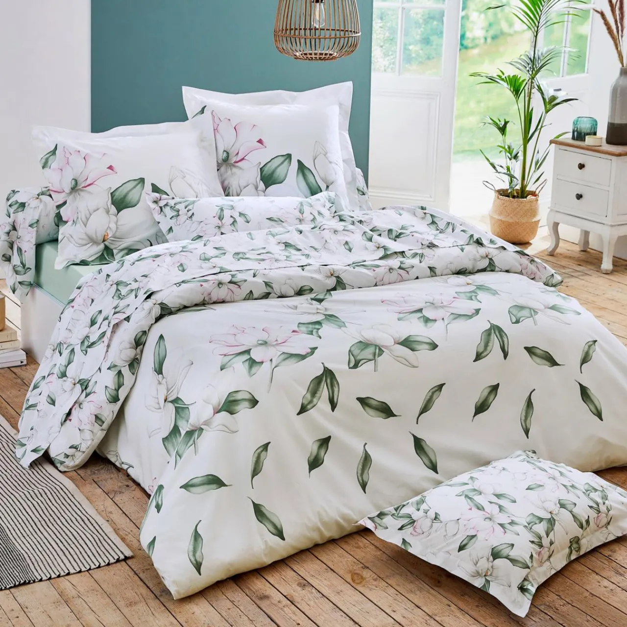 Taie D'Oreiller, Traversin|TRADILINGE Taie de traversin percale de coton (L200 cm) Magnolia sauge Vert