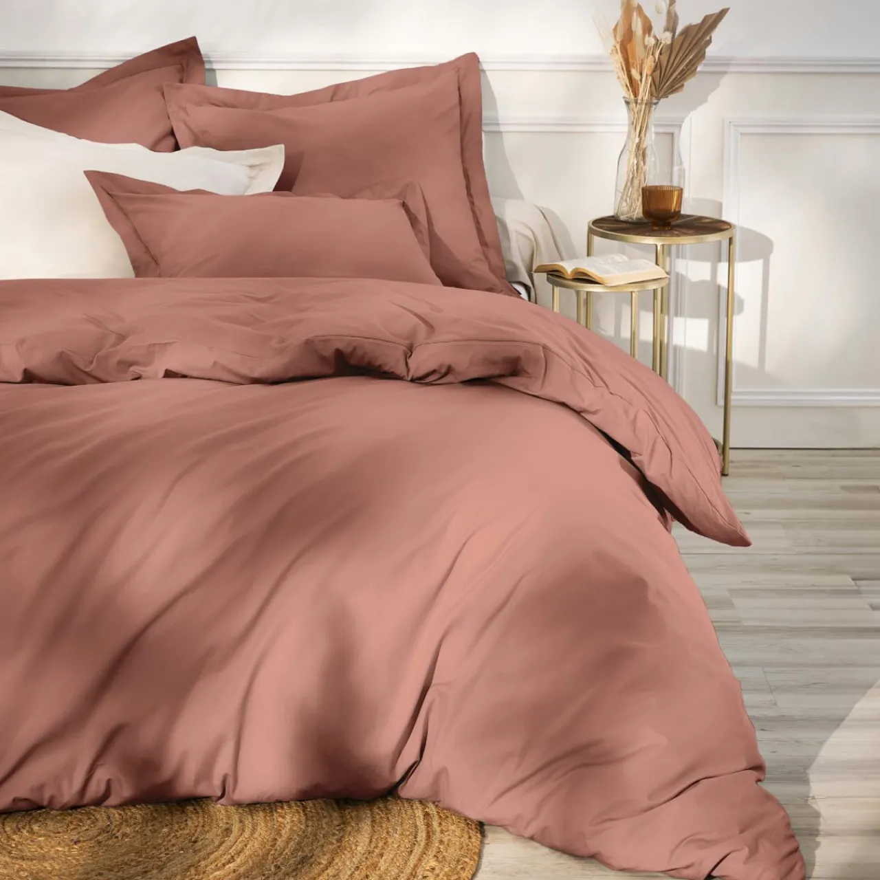 Taie D'Oreiller, Traversin|EMINZA Taie de traversin percale de coton (L185 cm) Cali Bois de rose Rose clair