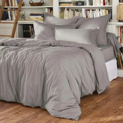 Taie D'Oreiller, Traversin|EMINZA Taie de traversin percale de coton (L185 cm) Cali Gris clair
