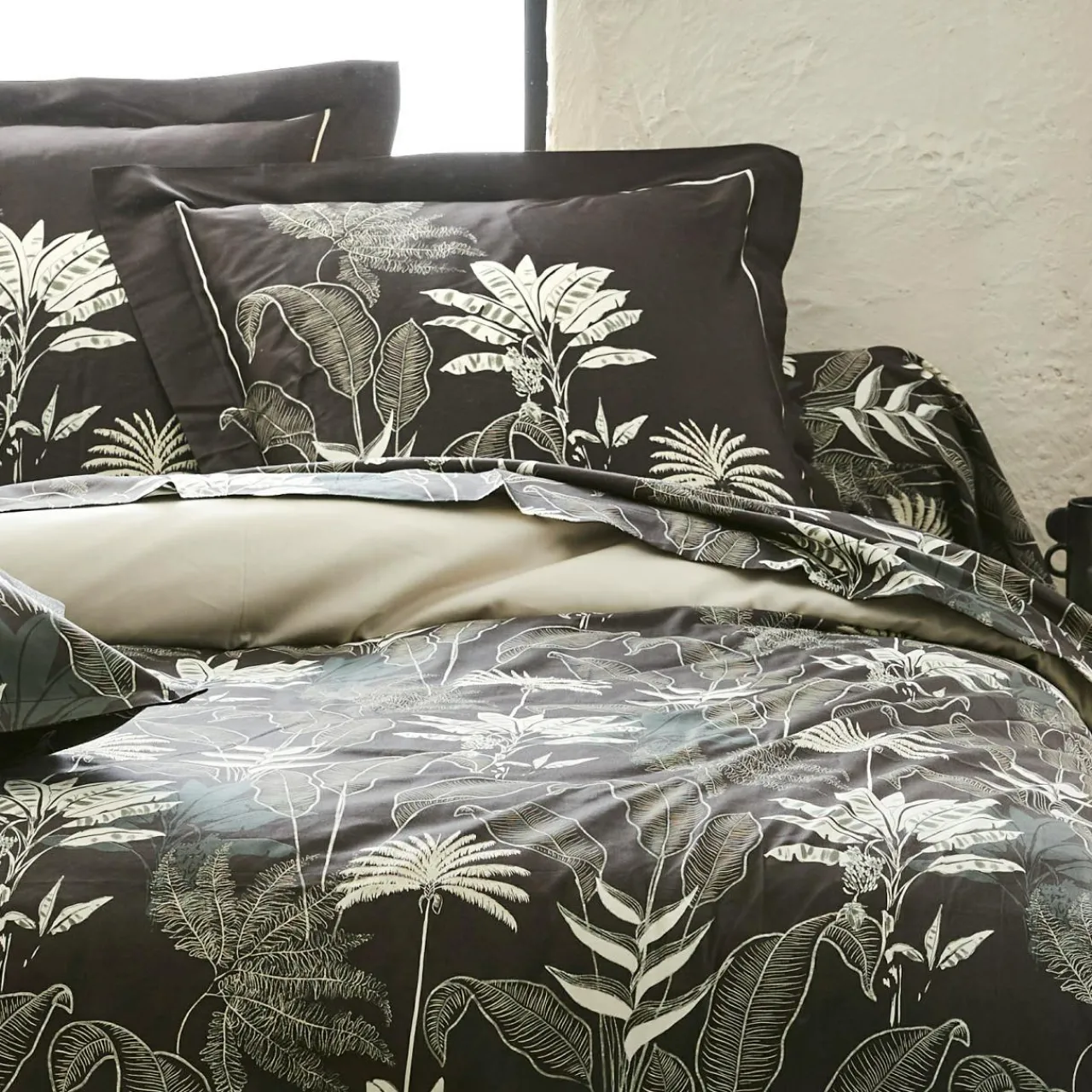 Taie D'Oreiller, Traversin|TRADILINGE Taie de traversin satin de coton (L200 cm) Cayenne e Noir