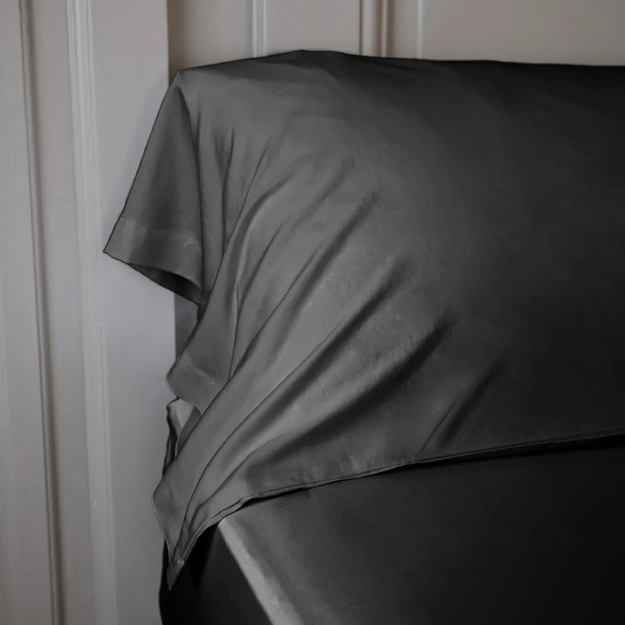 Taie D'Oreiller, Traversin|EMINZA Taie de traversin satin de bambou (L185 cm) Sienna Noir