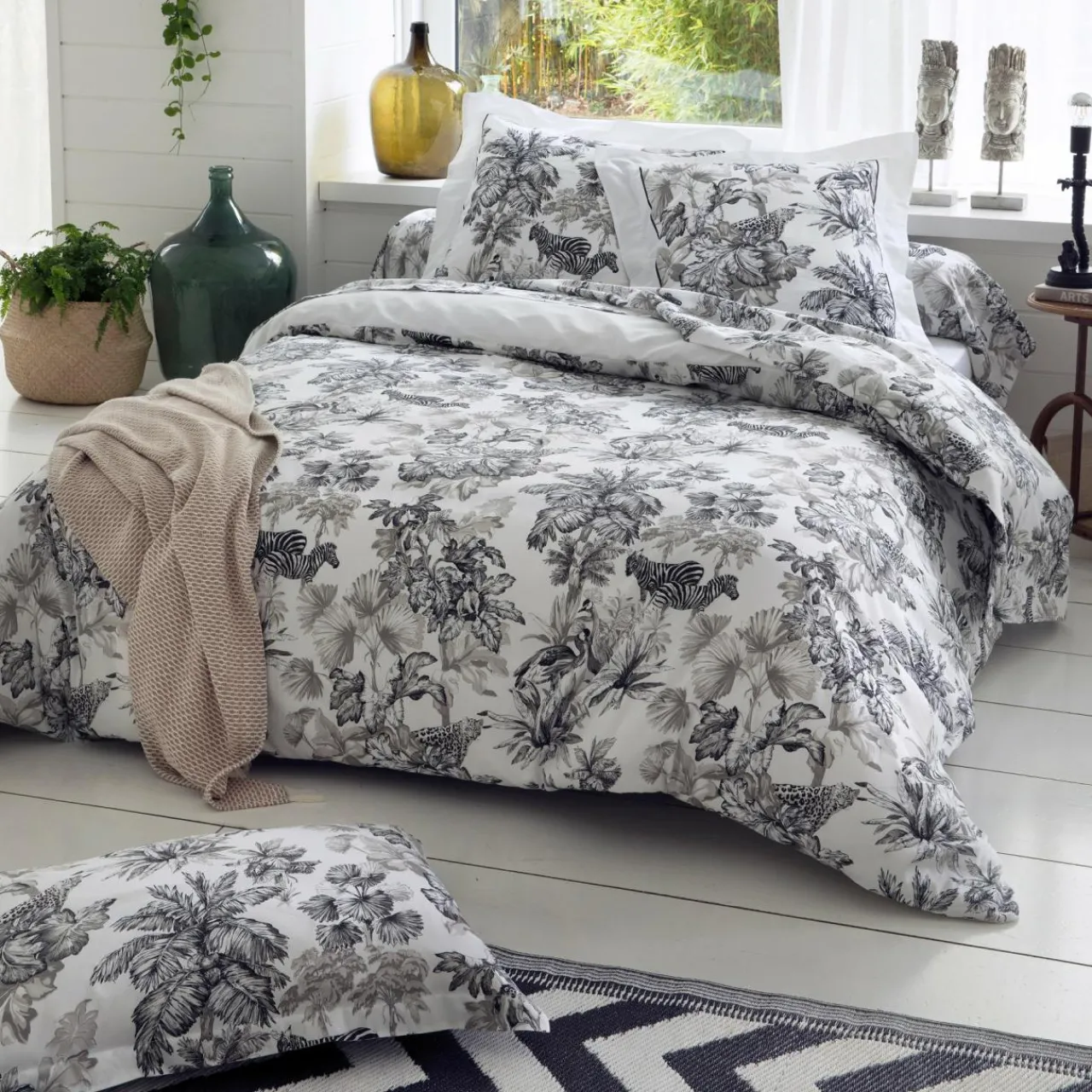 Taie D'Oreiller, Traversin|TRADILINGE Taie de traversin satin de coton (L200 cm) Savane e Noir