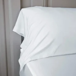 Taie D'Oreiller, Traversin|EMINZA Taie de traversin satin de bambou (L185 cm) Sienna chantilly Blanc