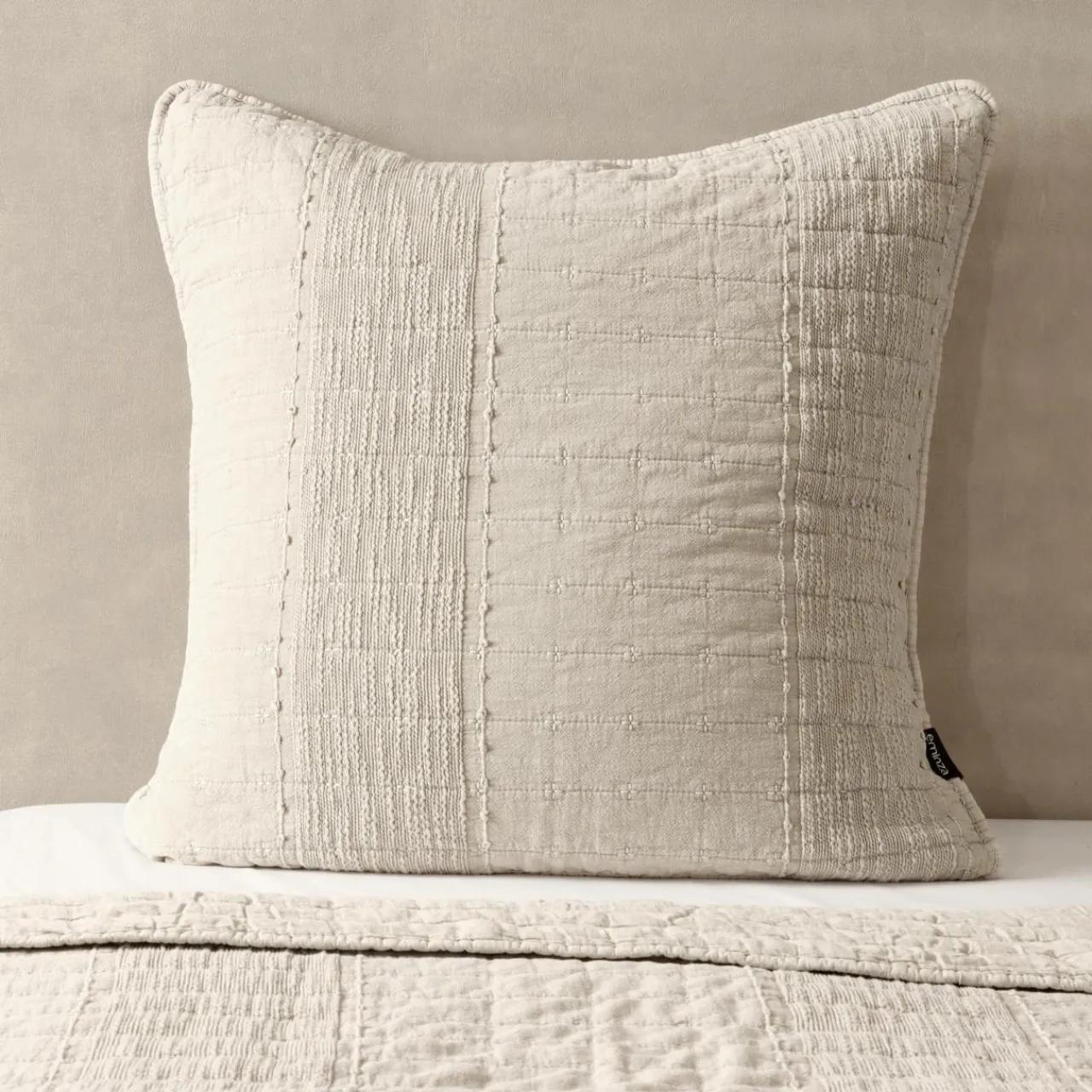 Taie D'Oreiller, Traversin|EMINZA Taie d'oreiller carrée coton (60 x 60 cm) Lena sable Beige