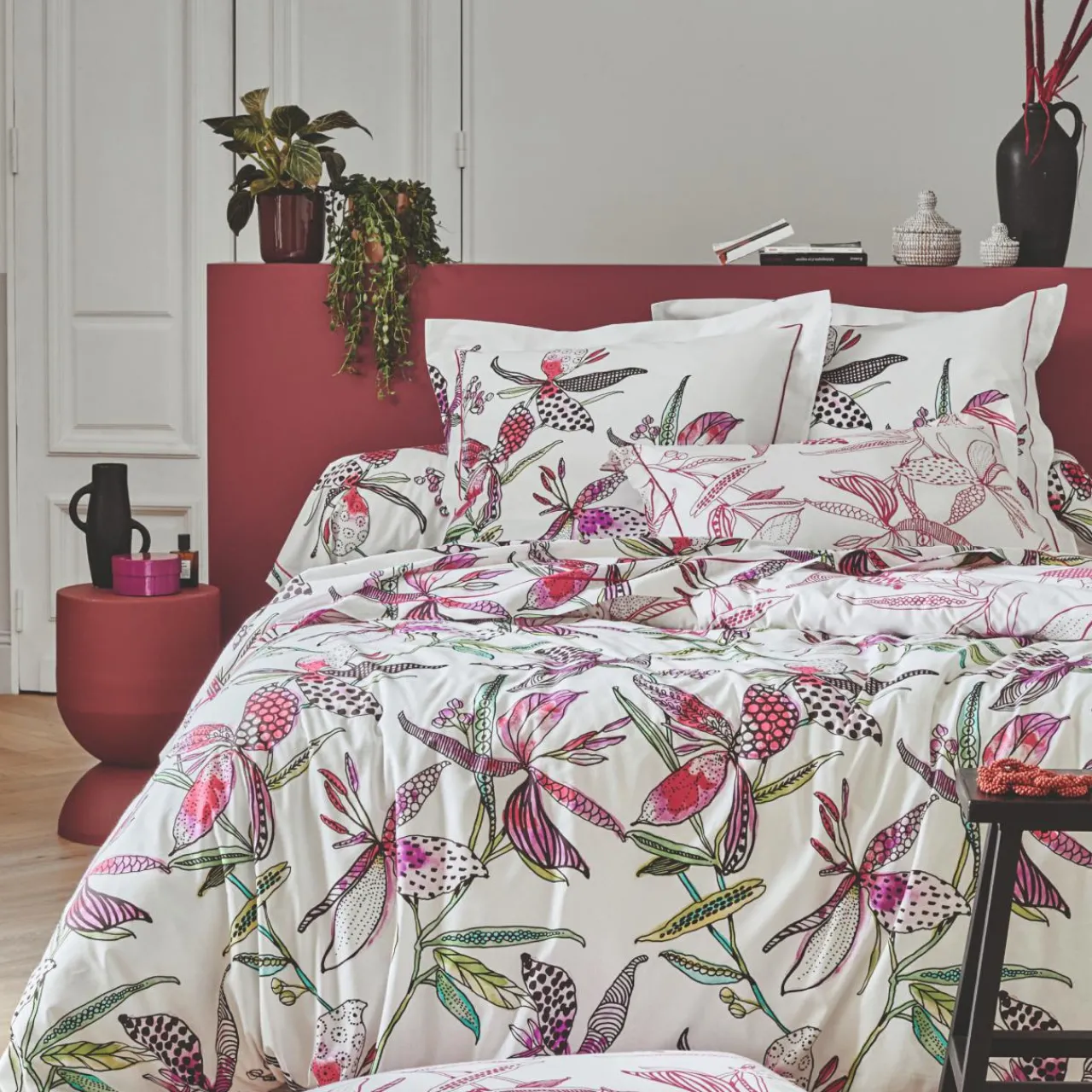 Taie D'Oreiller, Traversin|TRADILINGE Taie d'oreiller carrée coton (65 x 65 cm) Pénélope Rose