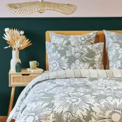 Taie D'Oreiller, Traversin|EMINZA Taie d'oreiller Carrée Coton (63 x 63 cm) Lara Vert