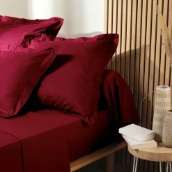 Taie D'Oreiller, Traversin|DOUCEUR D'INTERIEUR Taie d'oreiller carrée coton bio (63 x 63 cm) Biolina Bordeaux
