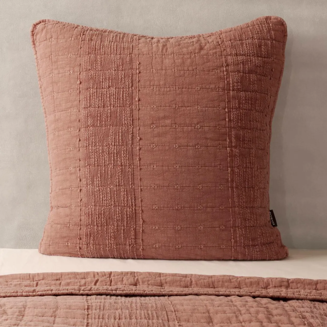 Taie D'Oreiller, Traversin|EMINZA Taie d'oreiller carrée coton (60 x 60 cm) Lena Terracotta