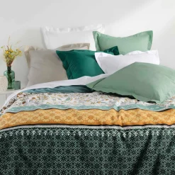 Taie D'Oreiller, Traversin|DOUCEUR D'INTERIEUR Taie d'oreiller carrée coton bio (63 x 63 cm) Biolina Vert émeraude