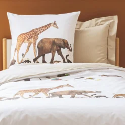 Linge De Lit Enfant|Linge De Lit Enfant|TRADILINGE Taie d'oreiller carrée enfant percale de coton ( 65 x 65 cm) Noé Multicolore