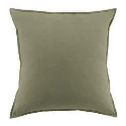 Taie D'Oreiller, Traversin|EMINZA Taie d'oreiller carrée flanelle de coton (63 x 63 cm) Théa Vert romarin