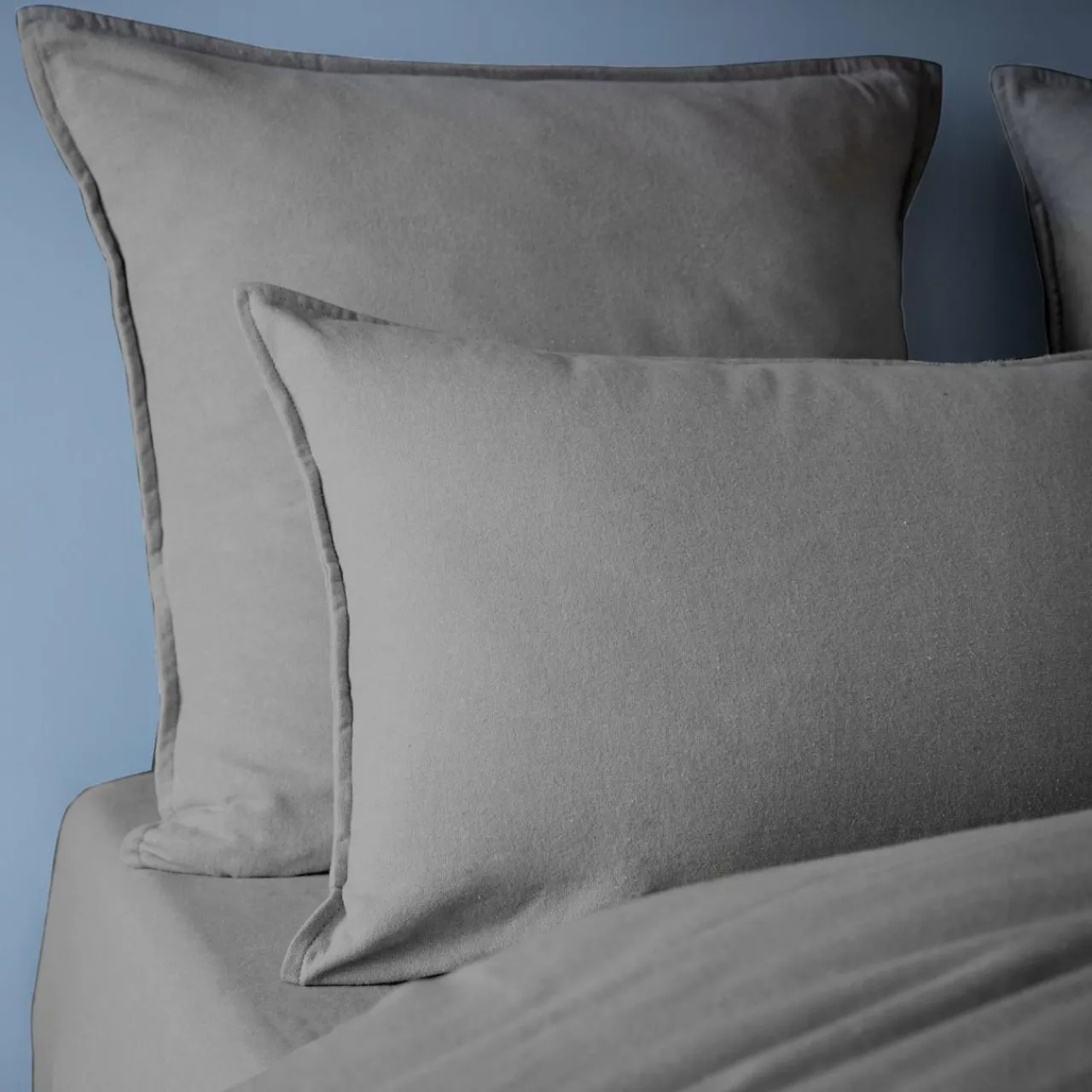 Taie D'Oreiller, Traversin|EMINZA Taie d'oreiller carrée flanelle de coton (63 x 63 cm) Théa Gris Anthracite