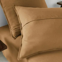 Taie D'Oreiller, Traversin|EMINZA Taie d'oreiller carrée flanelle de coton (63 x 63 cm) Théa Camel