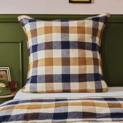 Taie D'Oreiller, Traversin|EMINZA Taie d'oreiller carrée flanelle de coton (80 x 80 cm) Nina carreaux Multicolore Carreau Multicolore