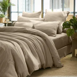 Taie D'Oreiller, Traversin|EMINZA Taie d'oreiller carrée gaze de coton (80 x 80 cm) Gaïa Ficelle